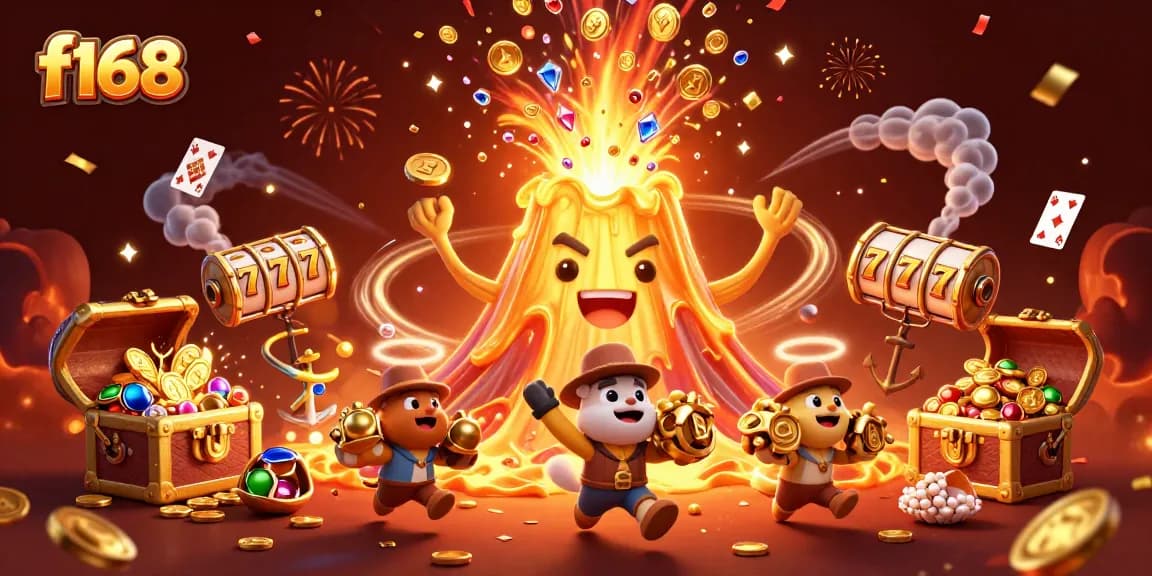 Experience the thrill at f168 with a vibrant casino scene of treasures, jackpots, and adventure.