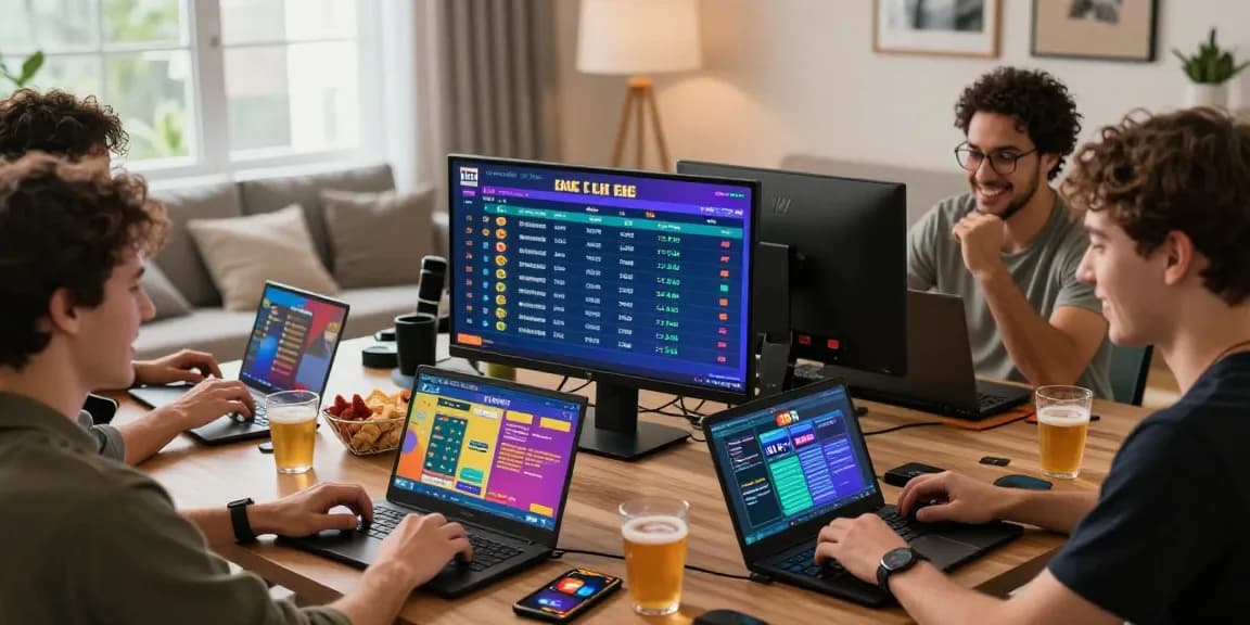 Engaged players enjoying games at credit card casinos with laptops and smartphones, showcasing Visa and Mastercard usage.