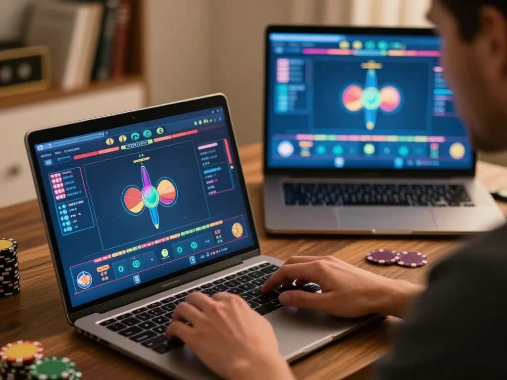 Engaging gameplay scene at home with bbl5555 poker session on laptop, emphasizing strategic betting