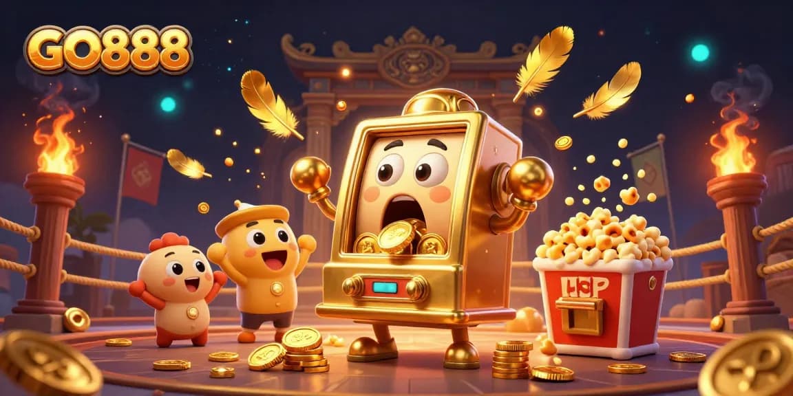 Spin the golden slot machine jackpots at GO888 while baby slots cheer in vibrant 3D action!