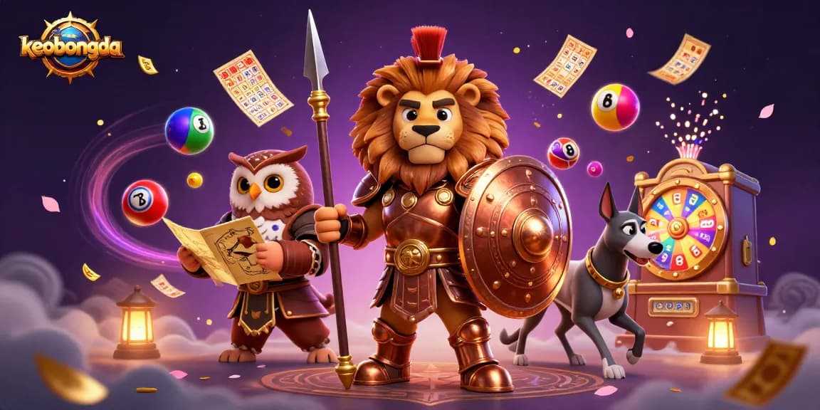 Engage with keobongda for winning strategies in dynamic sports betting, featuring a lion and owl strategists.