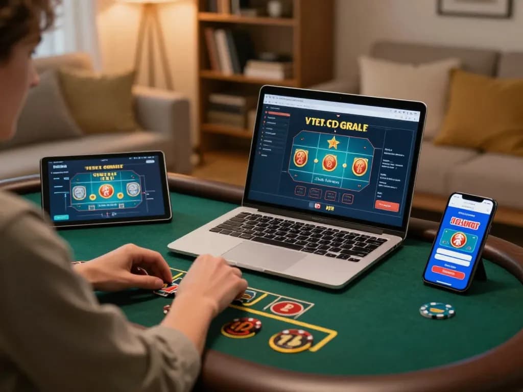 Engaging with fly88 online live dealer game from a cozy home setting.