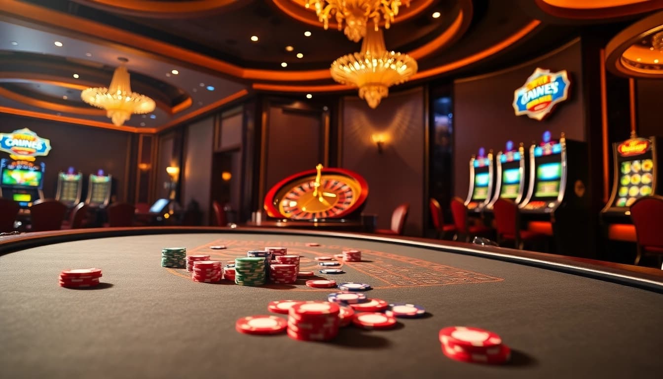 Play exciting games at pg88 trang chủ, with luxurious casino tables and vibrant gambling atmosphere.