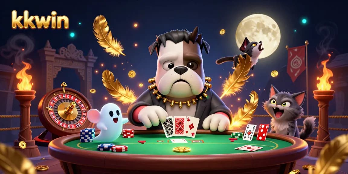 Engaging kkwin casino illustration showcasing a live poker scene with unique characters