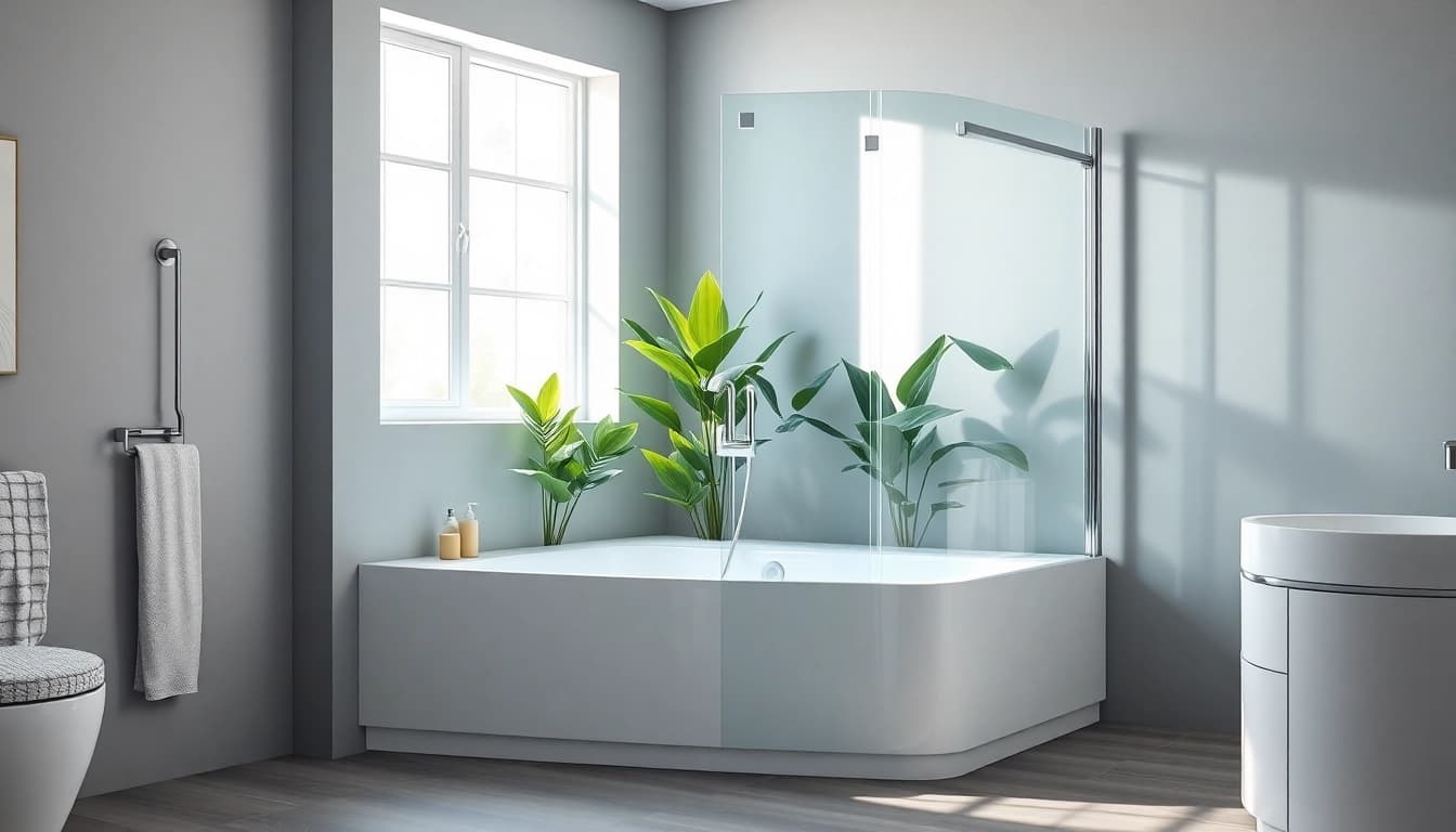 Die sonni Duschkabine 90x90 erstrahlt in einem stilvollen modernen Badezimmer mit eleganten Designelementen.