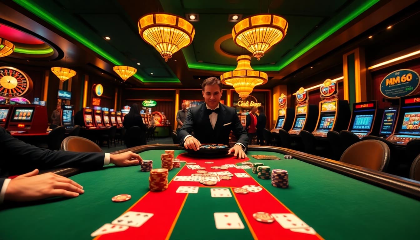 High-stakes poker at mm66 casino with vibrant chips and dramatic lighting
