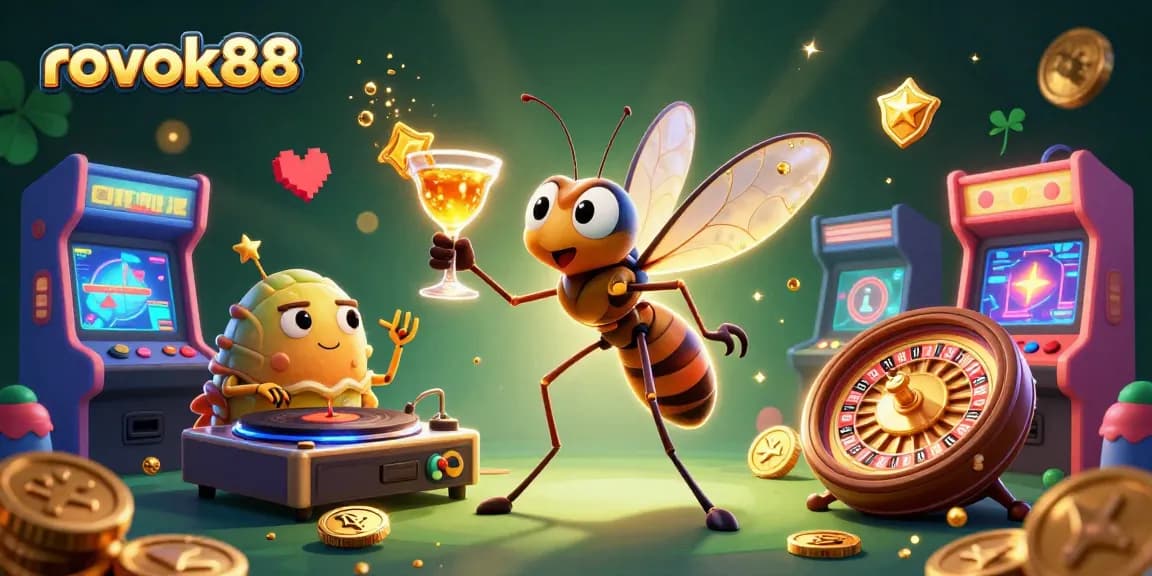 Experience the thrill of rokok88 with a vibrant casino scene featuring unique characters and game elements.