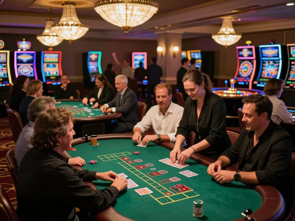 Experience thrilling gameplay at sh bet's blackjack table in a vibrant casino atmosphere.