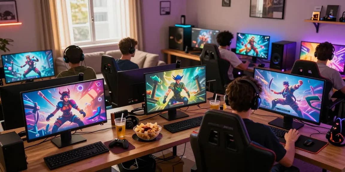 Exciting scene of players enjoying sex games online in a cozy gaming setup.