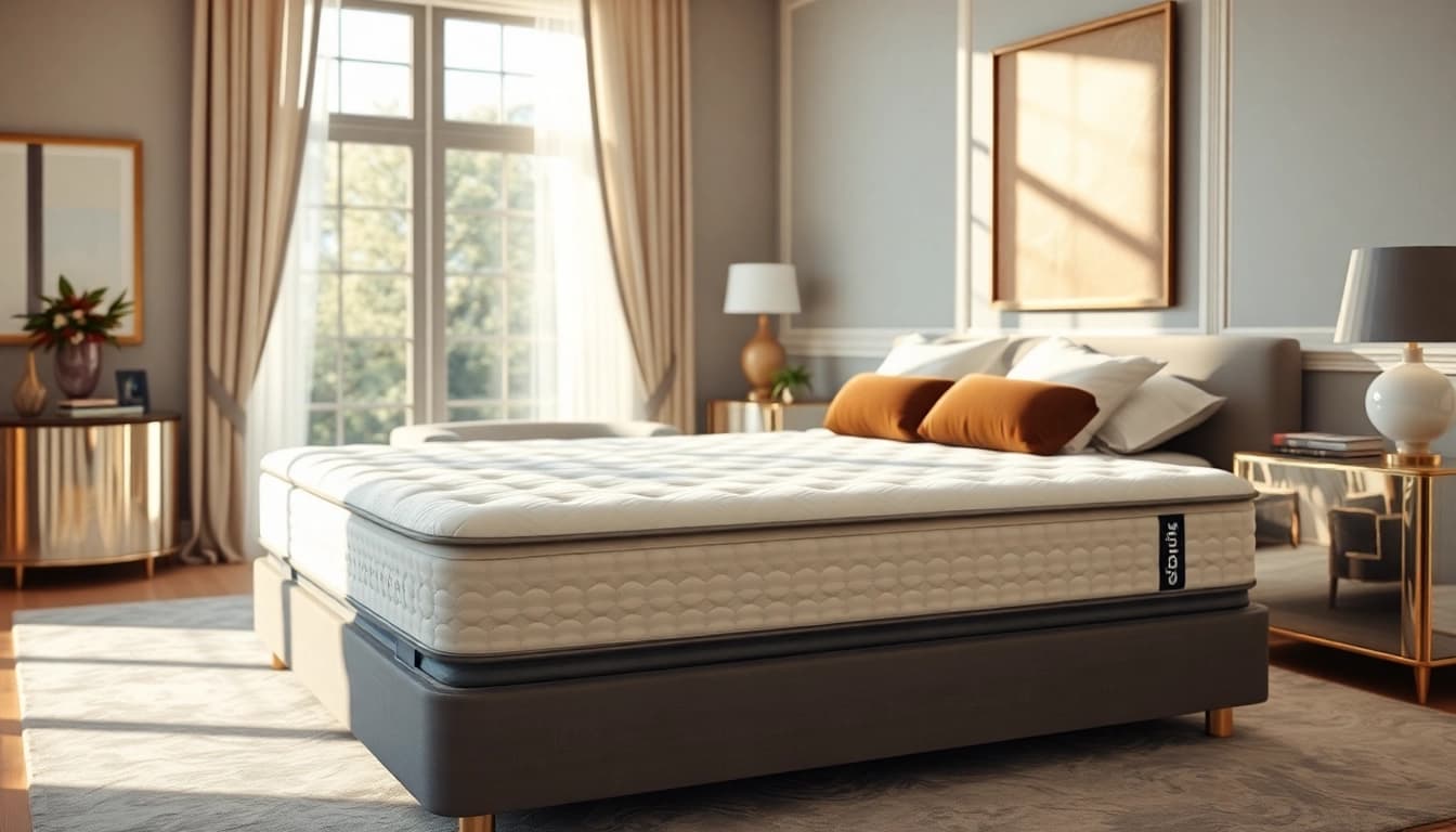 Experience the comfort of a tempurpedic mattress in a luxurious bedroom setting with elegant decor.