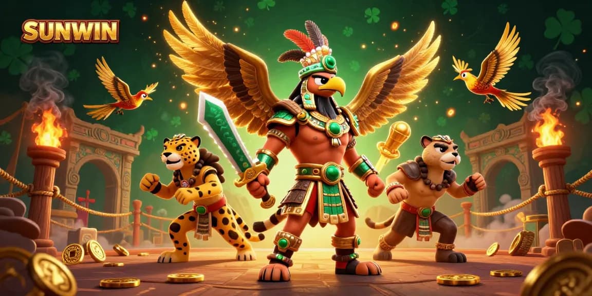 Engage in thrilling action with SUNWIN's immersive 3D gaming world showcasing vibrant characters and dynamic casino elements.