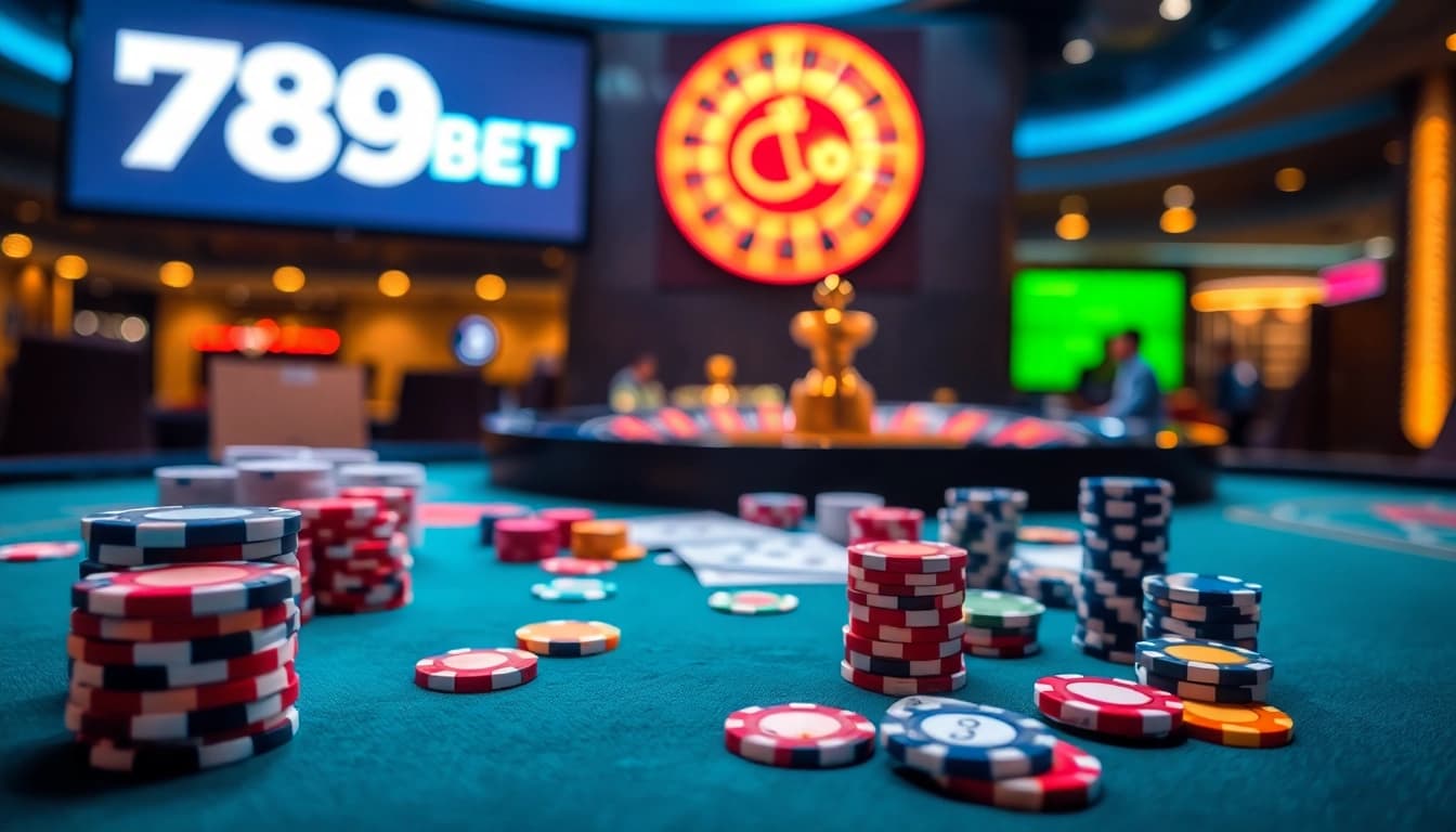 Excited gamblers enjoying a vibrant table game scene at 789BET casino.