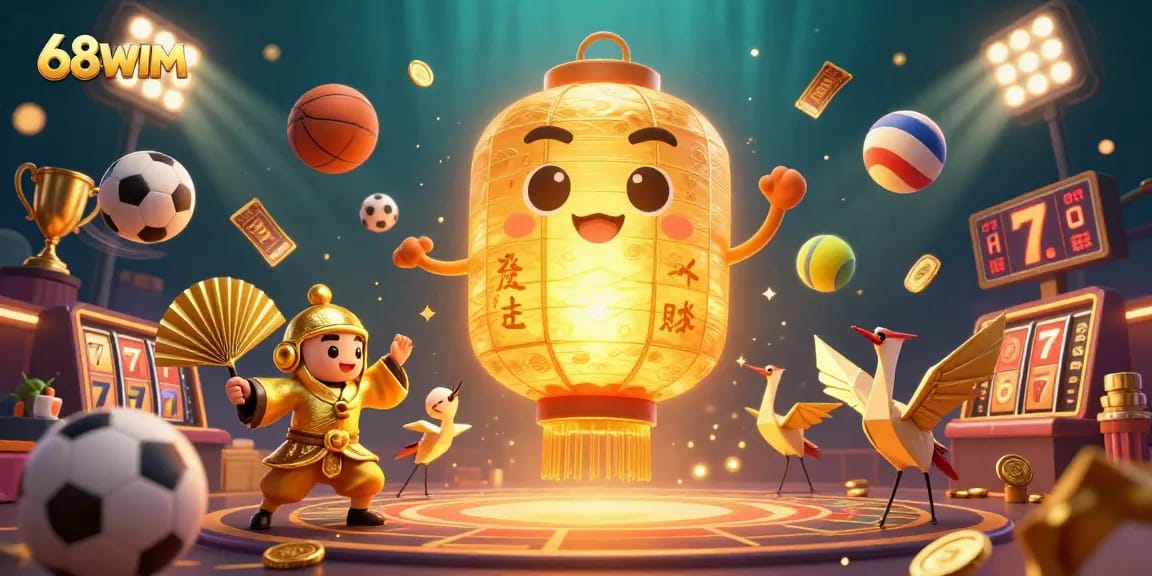 Engage with thrilling 68WIM casino action featuring golden lantern spirit and exciting game elements.