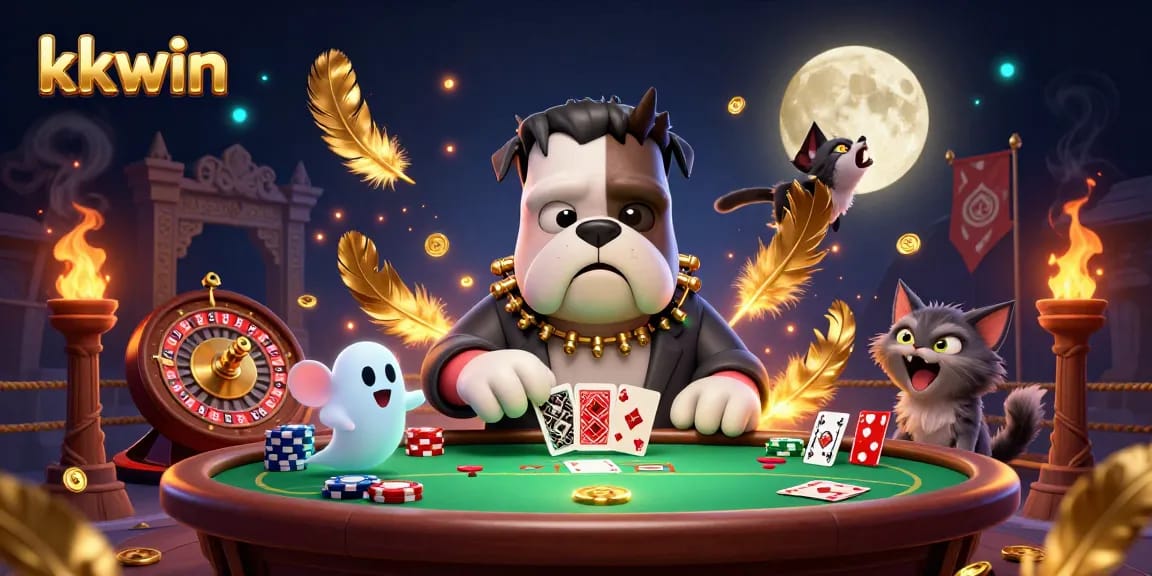 Engaging kkwin casino illustration showcasing a live poker scene with unique characters