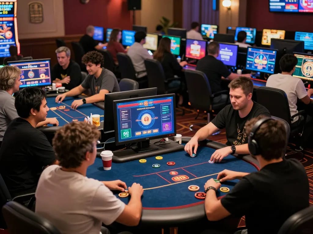 Players enjoying games at cm88-yu online casino with engaging interfaces and vibrant atmosphere