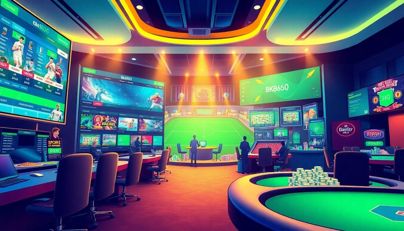 An engaging visual representation of bk860s.com showcasing various online betting options like sports and casino games.