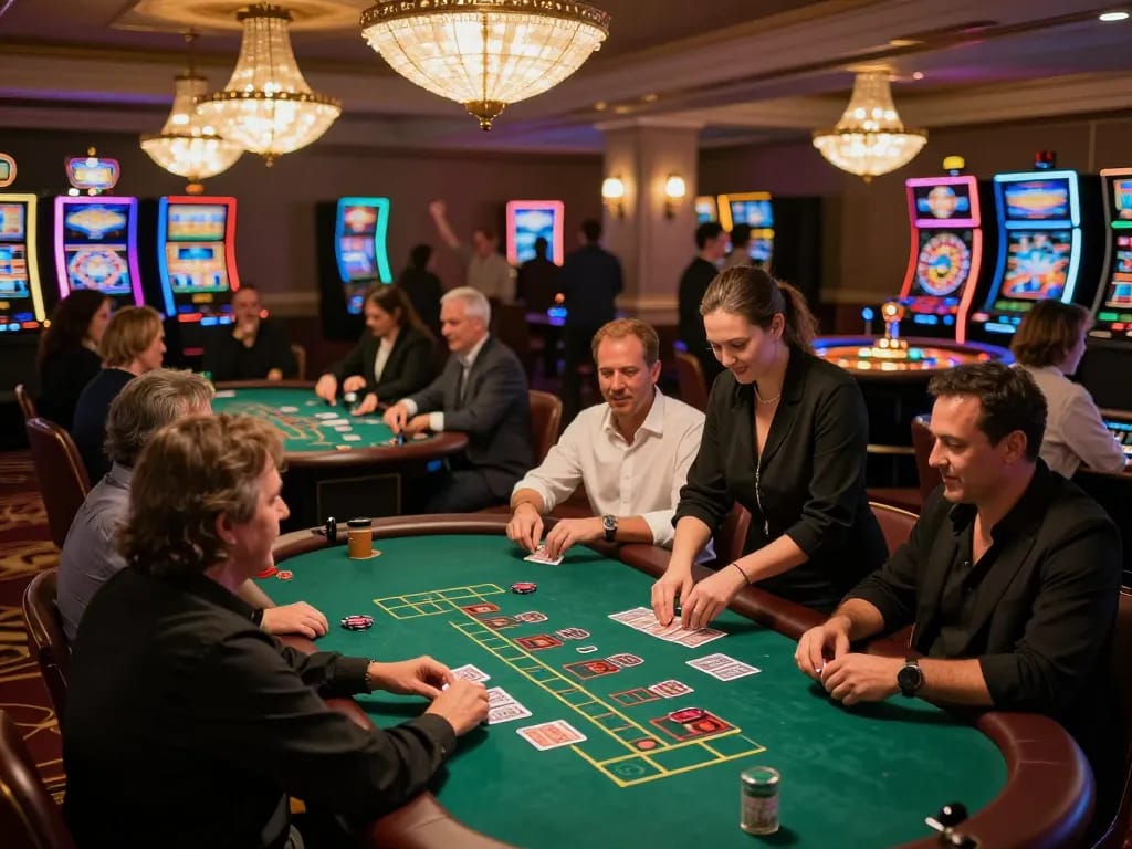 Experience thrilling gameplay at sh bet's blackjack table in a vibrant casino atmosphere.