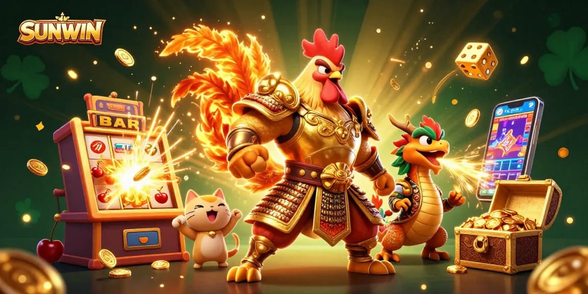 Experience the excitement of SUNWIN with a dynamic blend of games and characters in an engaging casino setting.