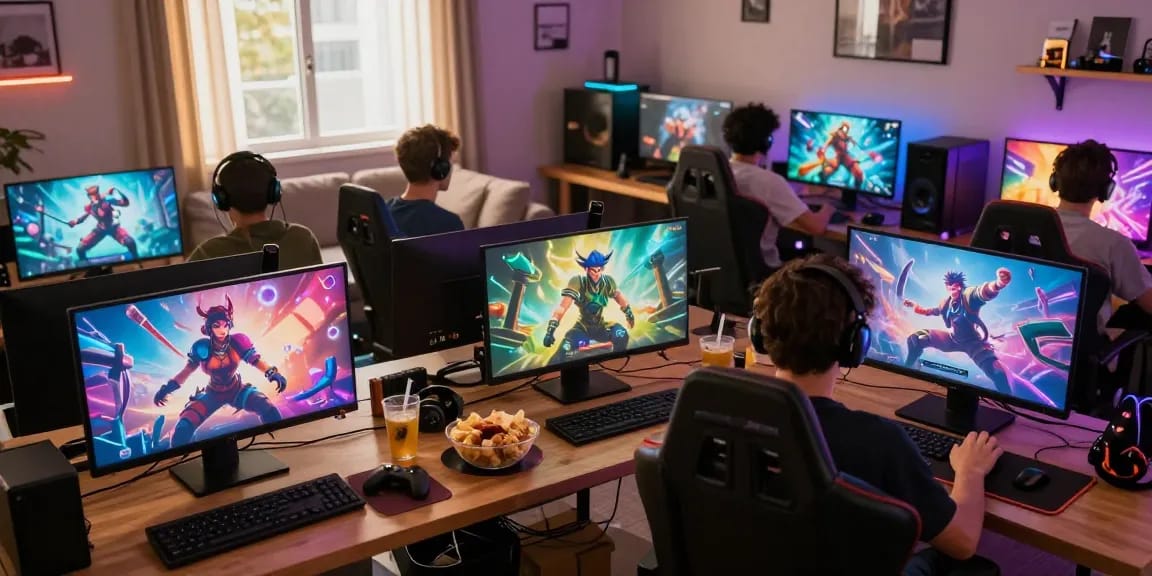Exciting scene of players enjoying sex games online in a cozy gaming setup.