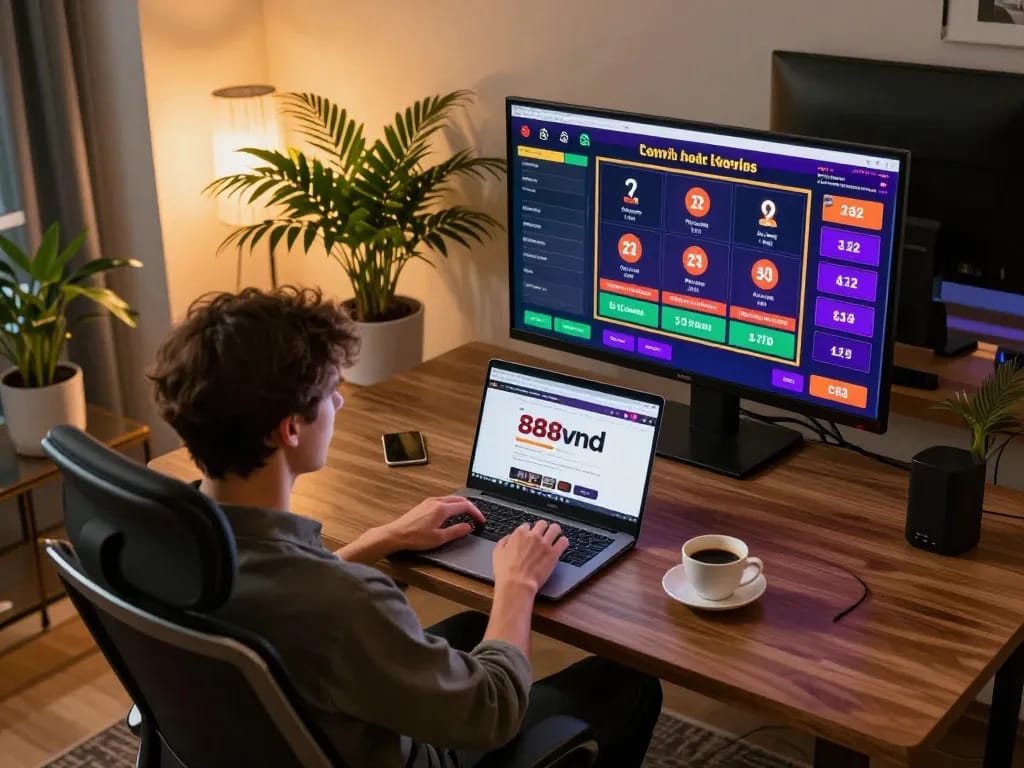 Engaging in online gaming on 888vnd with an inviting workspace atmosphere