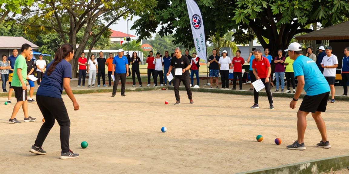 Exciting petanque match at fopikotapalu.org outdoor court showcasing community spirit and diversity.
