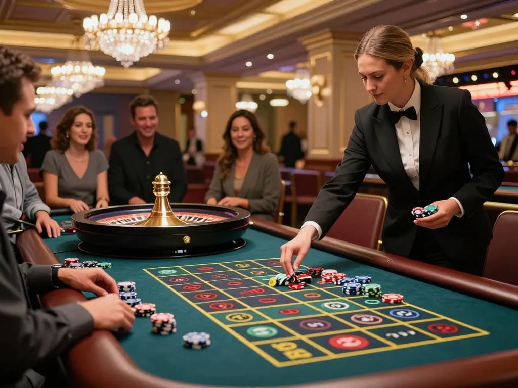Cwin players enjoying an exhilarating live roulette game at an upscale casino.