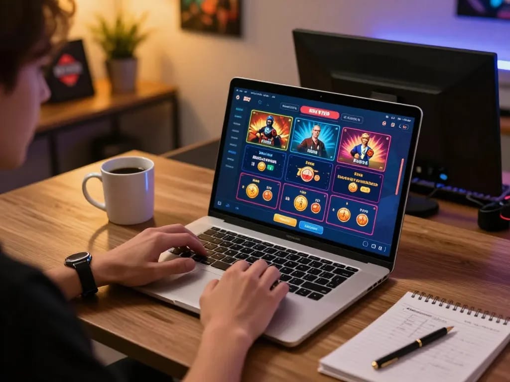 Engaging in rik vip online gaming, showcasing a user-friendly interface and cozy setup.