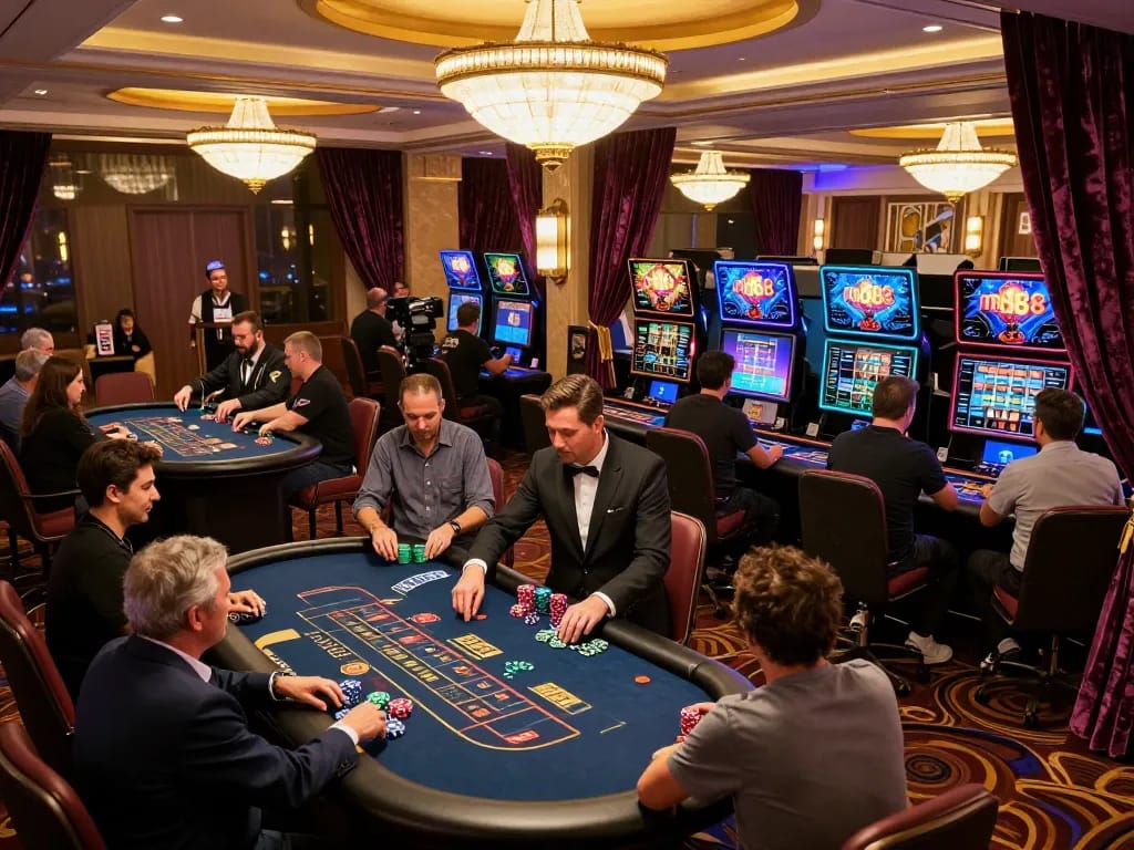 Players engaging with games at mb88 casino, creating an exciting gaming atmosphere.
