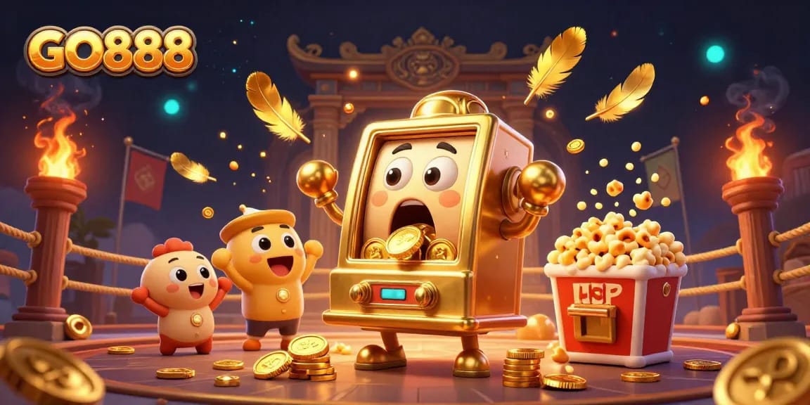 Spin the golden slot machine jackpots at GO888 while baby slots cheer in vibrant 3D action!