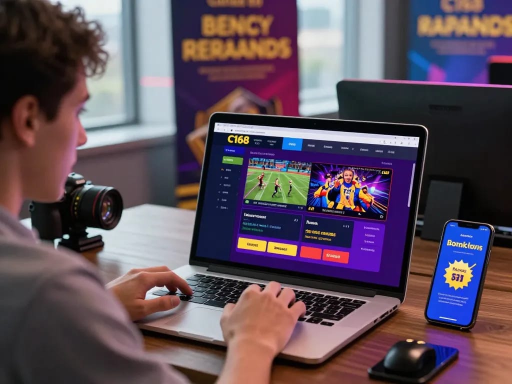 C168 online gambling platform showcasing user engagement with sports betting and casino games.