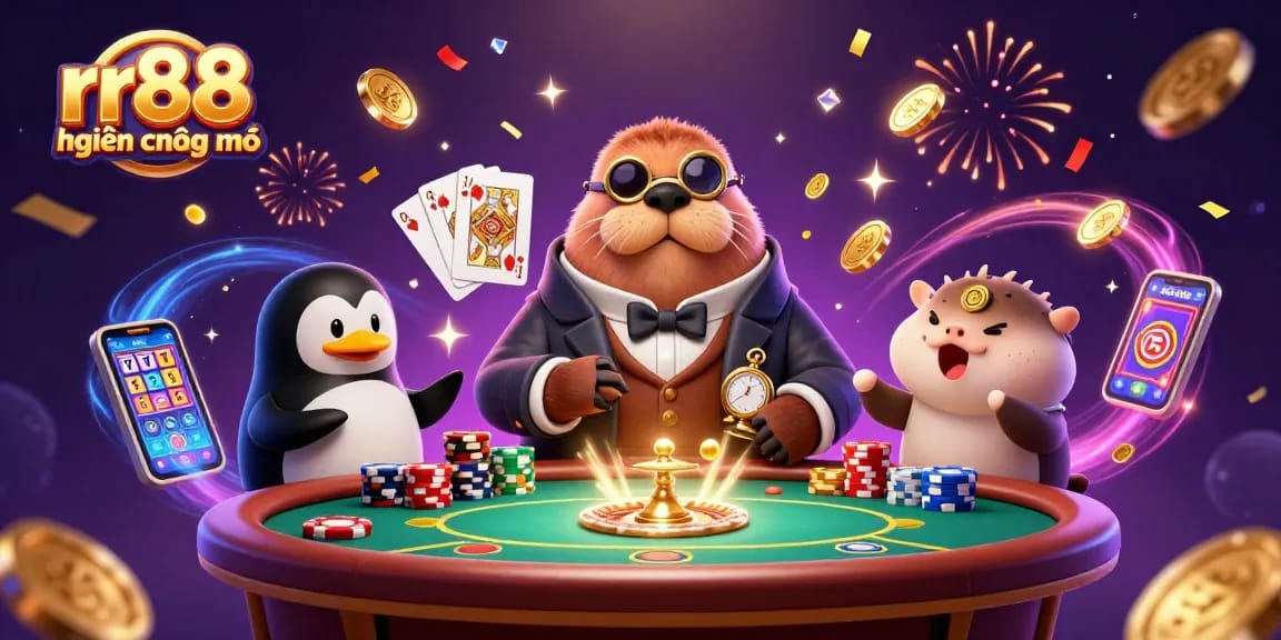 Experience the excitement of rr88 hiện đang mở at an underwater poker table with lively characters.