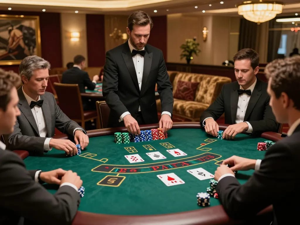 Players engaging in strategic gameplay at cm88seo's luxurious blackjack table, enhancing their gaming experience