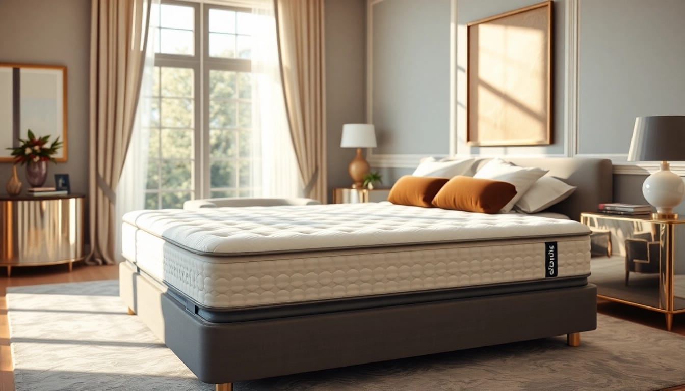Experience the comfort of a tempurpedic mattress in a luxurious bedroom setting with elegant decor.