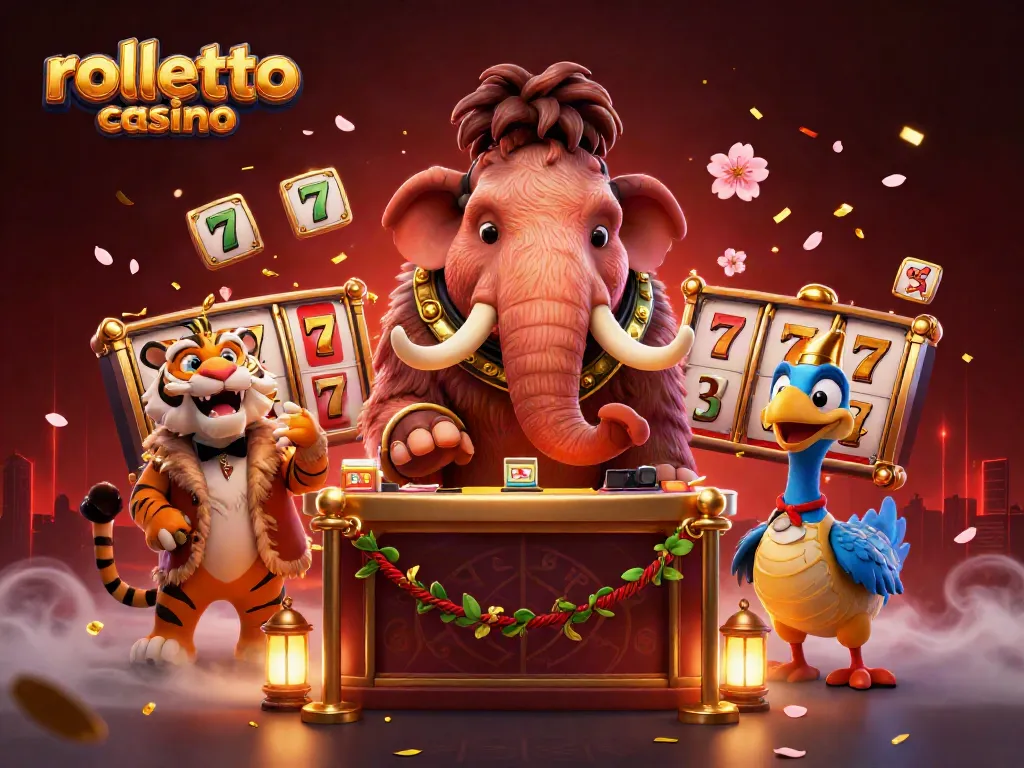 Experience the thrilling atmosphere of rolletto casino with vibrant characters and exciting slot reels.