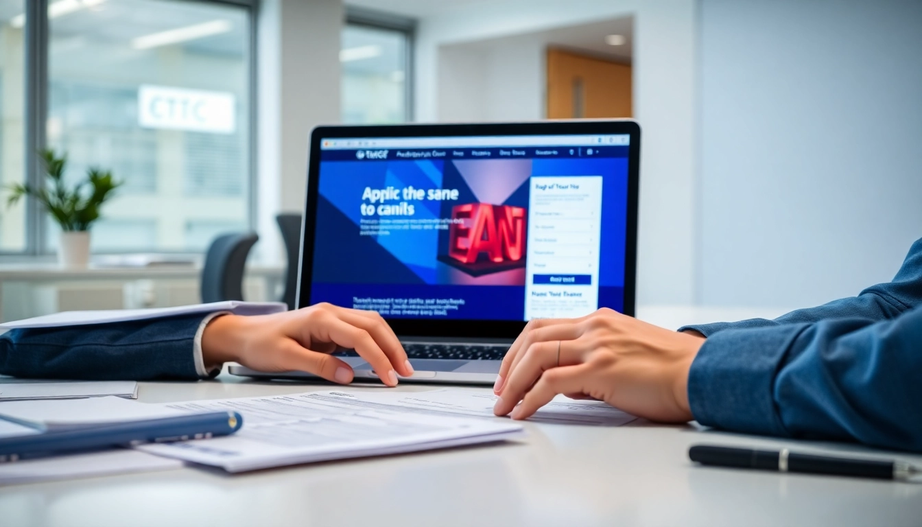 Fill out the eta uk application form with focus and organization, showcasing a modern workspace.