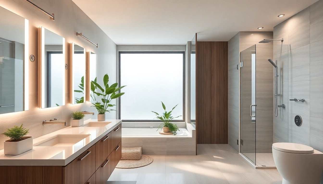Stunning bathroom renovations manchester with modern fixtures and elegant design elements.