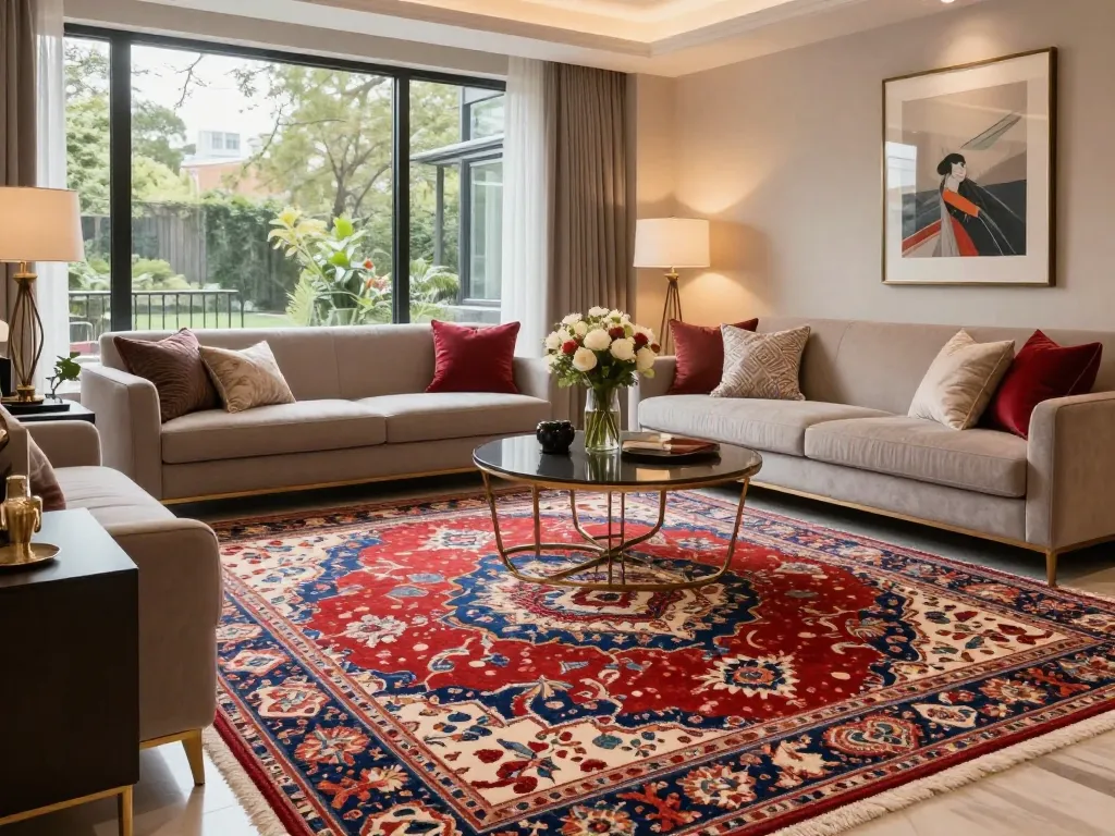 Luxury carpets London displayed in a sophisticated living room with elegant decor.