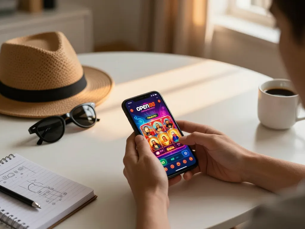 Engaging in an online gaming experience with the open88 trang chủ app on a smartphone