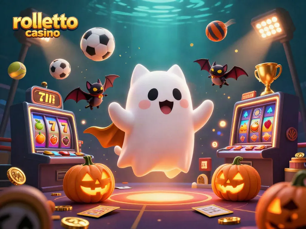 Spin the reels at rolletto casino with a lively ghost cat and glowing pumpkins in an enchanted atmosphere.