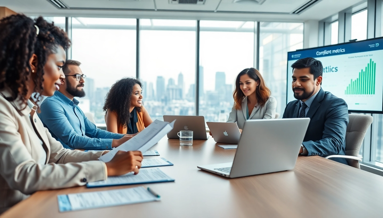Enhance pre-post award compliance through team collaboration in a modern office.