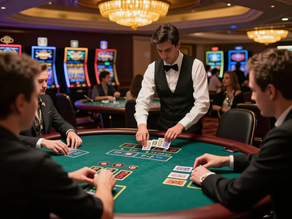 G28 players engaging at blackjack table, showcasing high-stakes gameplay in a sophisticated casino.