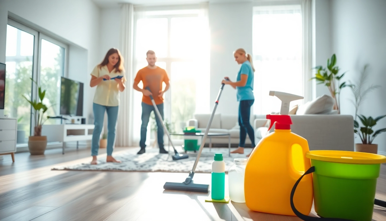 Cleaning services near me demonstrate expertise in a bright, modern living room setting.