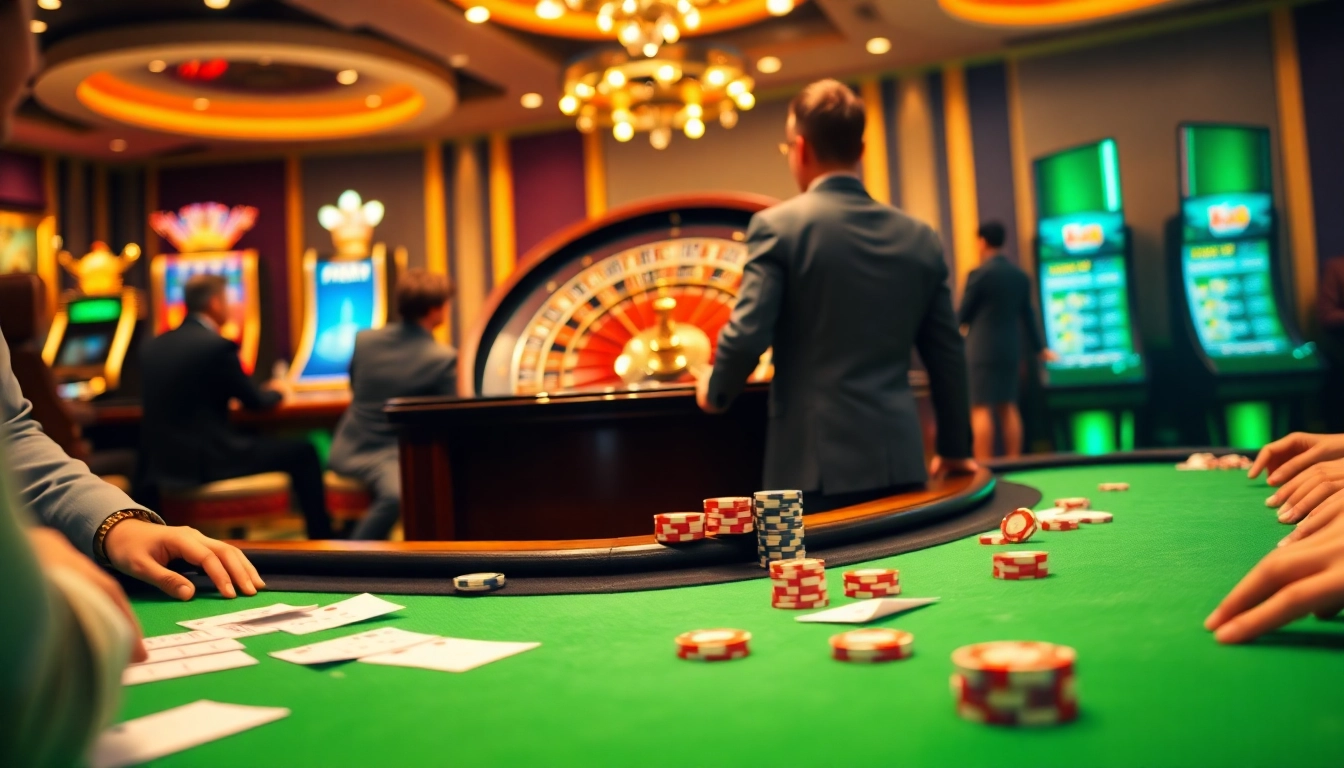 Engage with online gambling excitement at https://f168.news/ featuring a vibrant casino scene.
