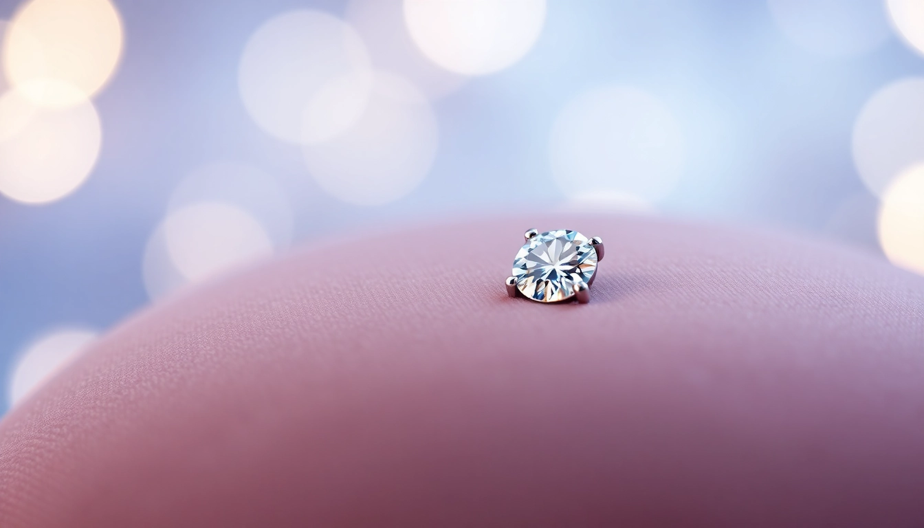 Admire the stunning diamond nose stud shining on a velvet cushion, showcasing luxury and elegance.