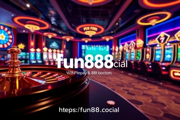 Engage in thrilling online gambling experiences at https://fun88.social/ with vibrant casino graphics and betting excitement.