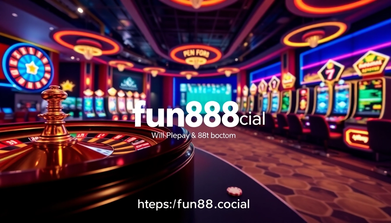 Engage in thrilling online gambling experiences at https://fun88.social/ with vibrant casino graphics and betting excitement.