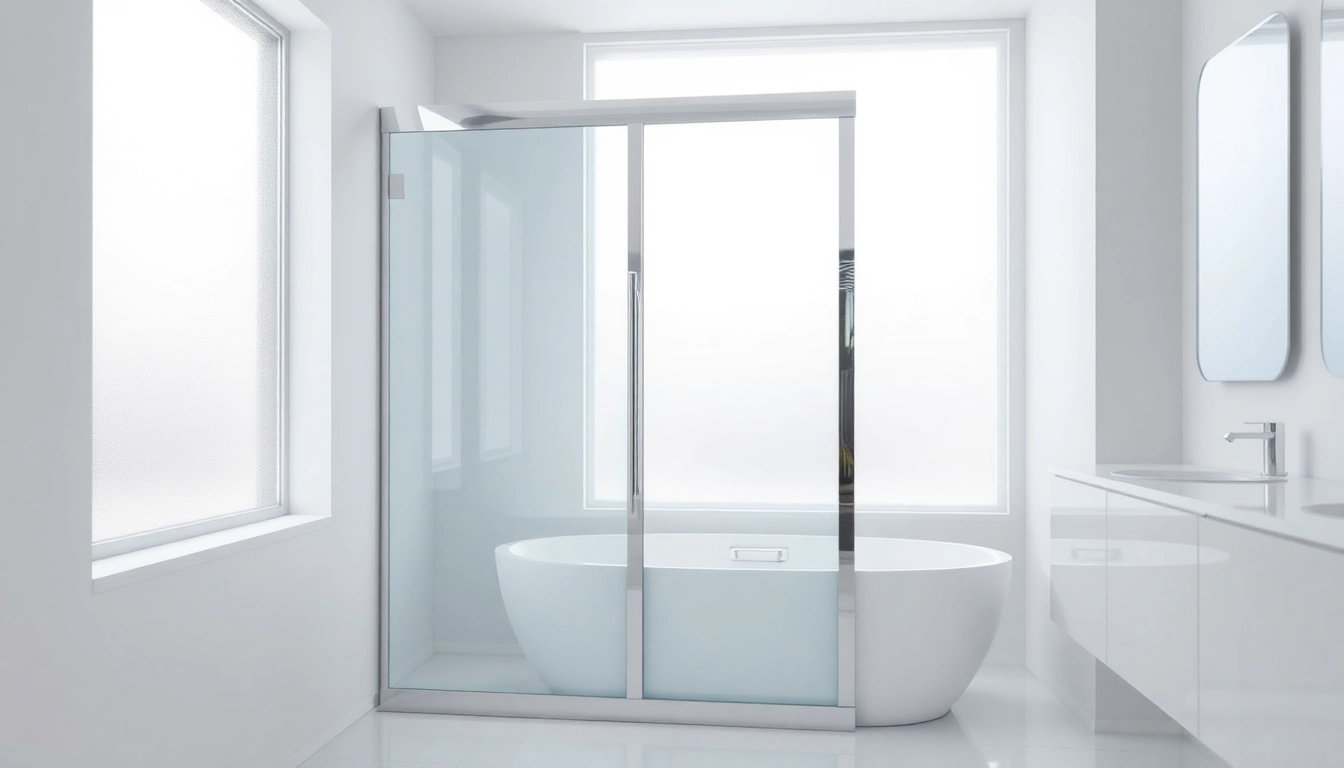Showcase a sleek shower screen sliding door framed in a modern bathroom with stylish features.