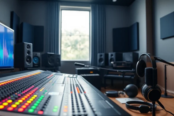 Enhance tracks with online audio mastering in a professional studio setup featuring modern equipment.