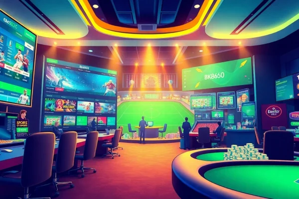 An engaging visual representation of bk860s.com showcasing various online betting options like sports and casino games.