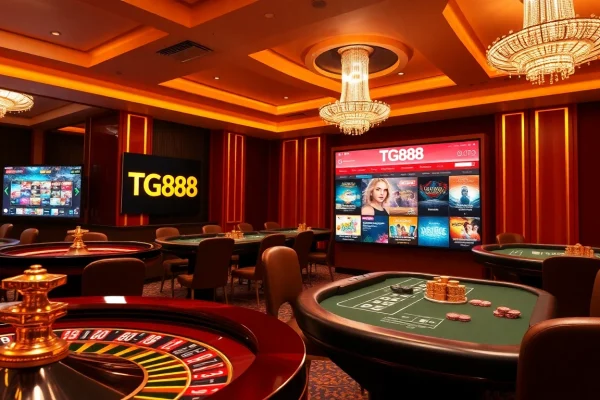 Experience the excitement of tg88 trang chủ with vibrant casino visuals featuring roulette and poker chips.